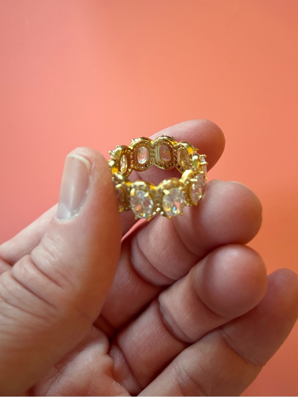 Gold-tone ring with oval stones - Picture 6 of 6